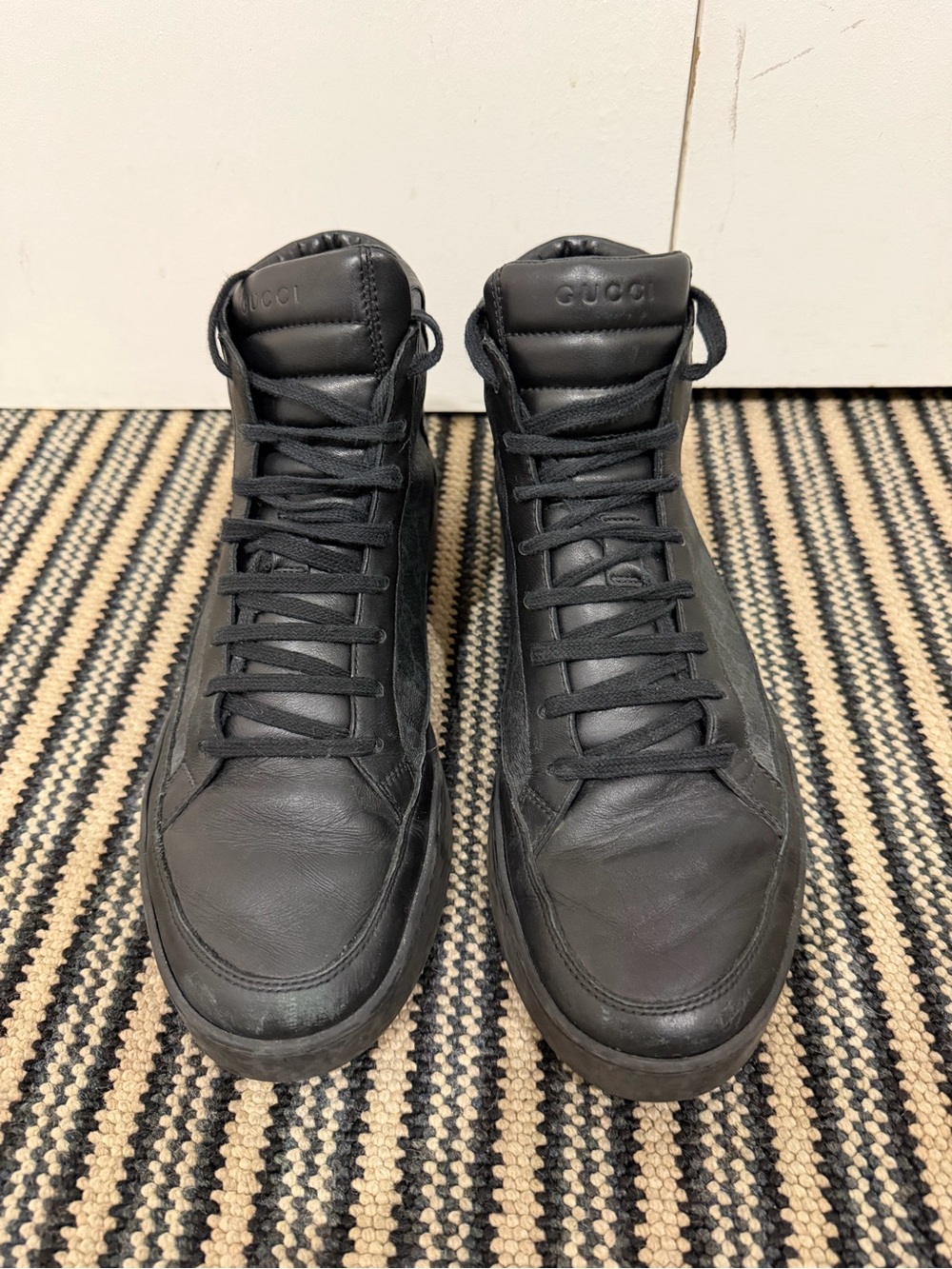 Gucci Men's Black High-Top Logo-Print Sneakers - Picture 6 of 9